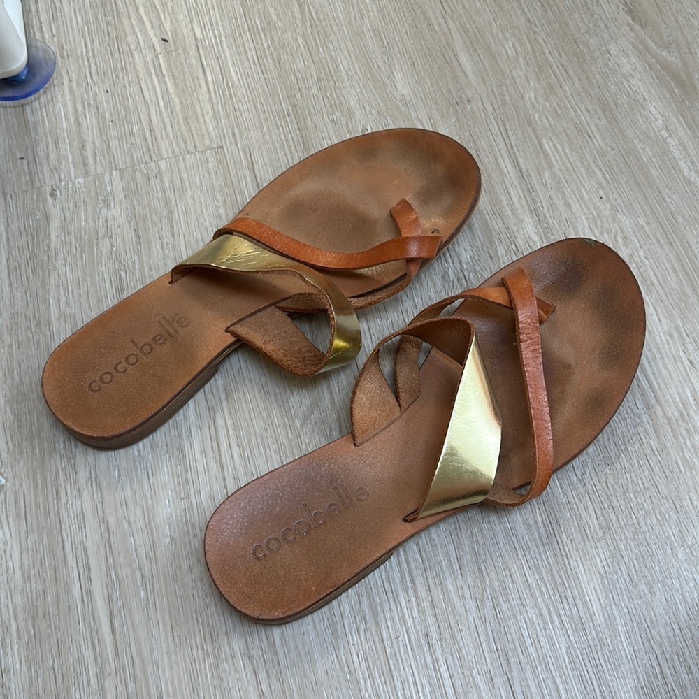 Cocobelle gold and brown made in Italy sandals